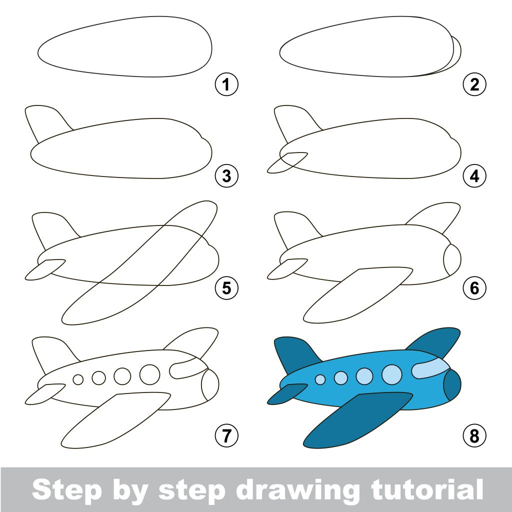 how to draw a cartoon airplane