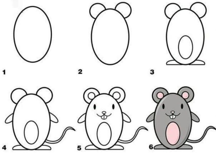 how to draw a cute cartoon standing mouse
