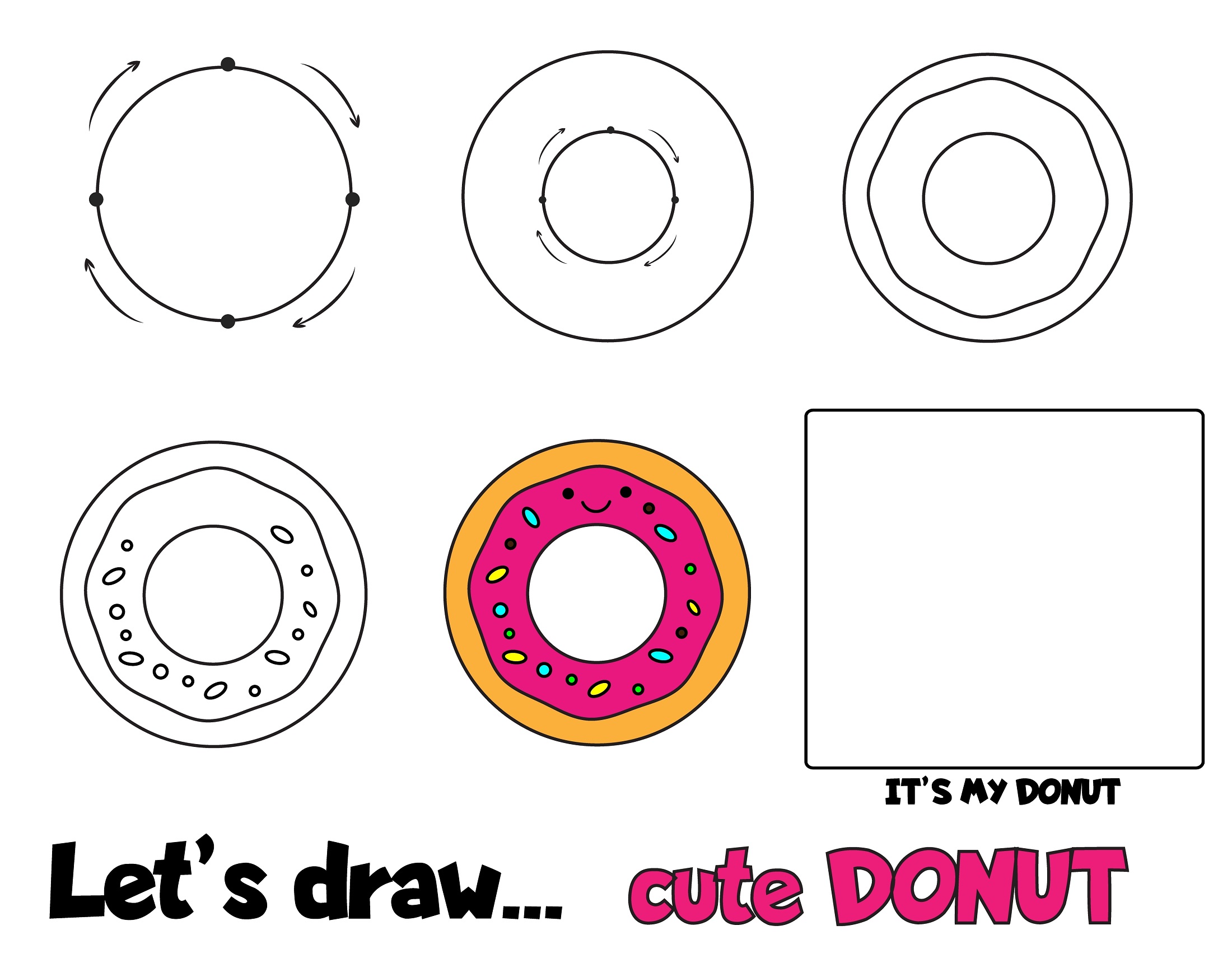 how to draw a donut step by step