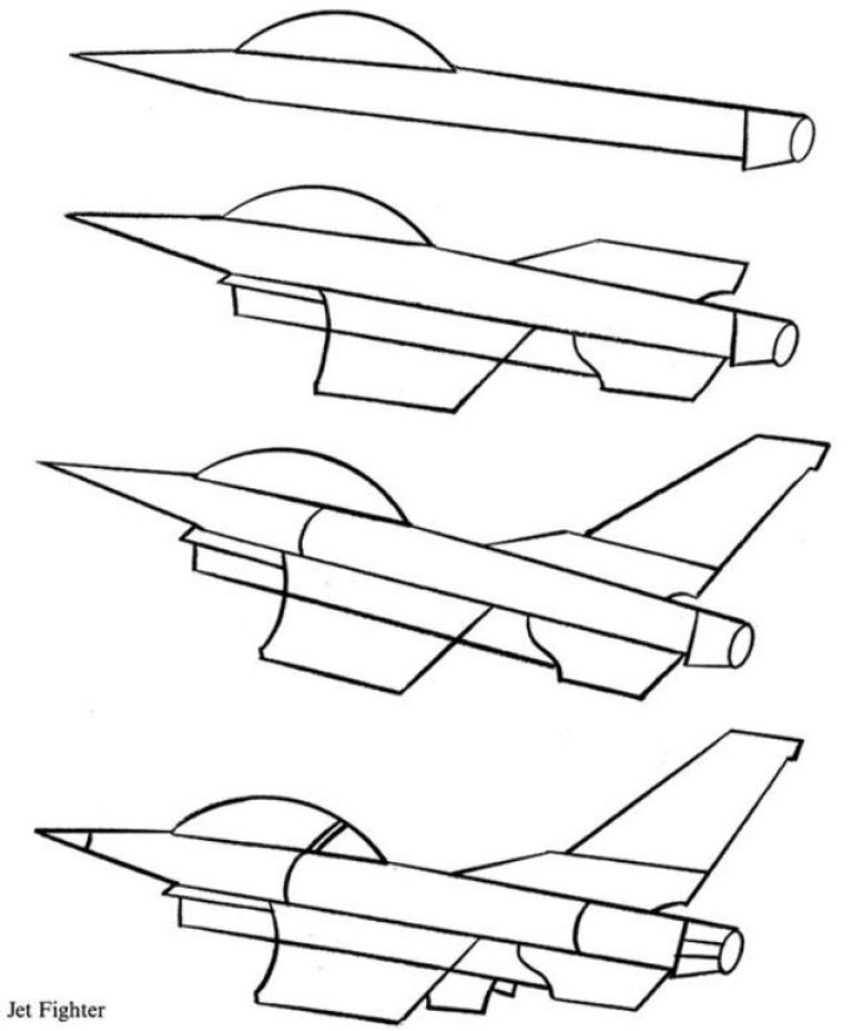 how to draw a fighter jet in 4 steps