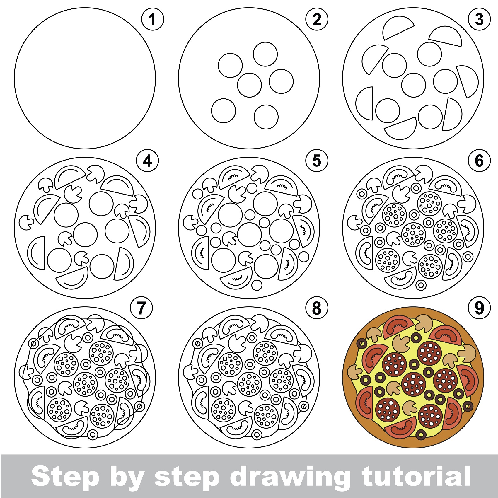 how to draw a pizza