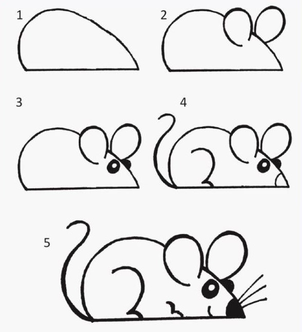 how to draw a small sniffing cartoon mouse