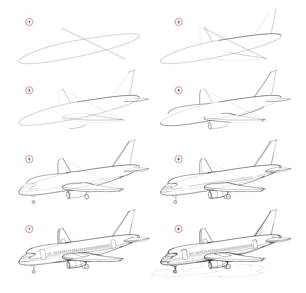 How to Draw a Cartoon-Style Airplane - Step-By-Step Tutorial - Draw Advisor