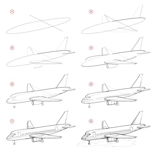 how to draw an airplane step by step tutorial