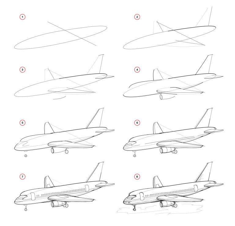 How to Draw an Airplane - Step-By-Step Tutorial - Draw Advisor