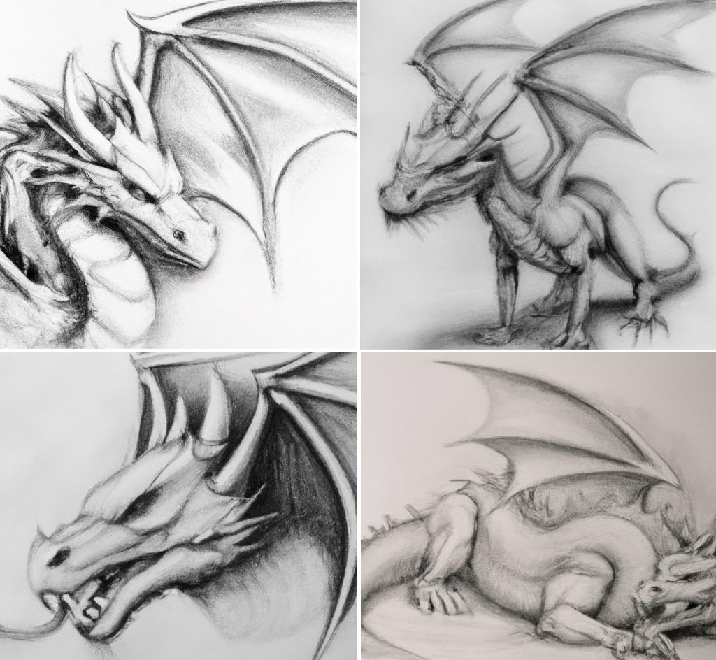 intermediate realistic dragon drawings with shading and dragon details