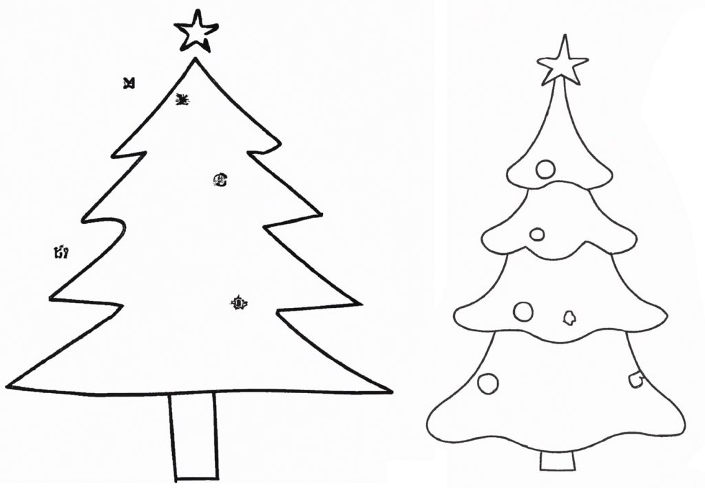 outline drawing of christmas trees
