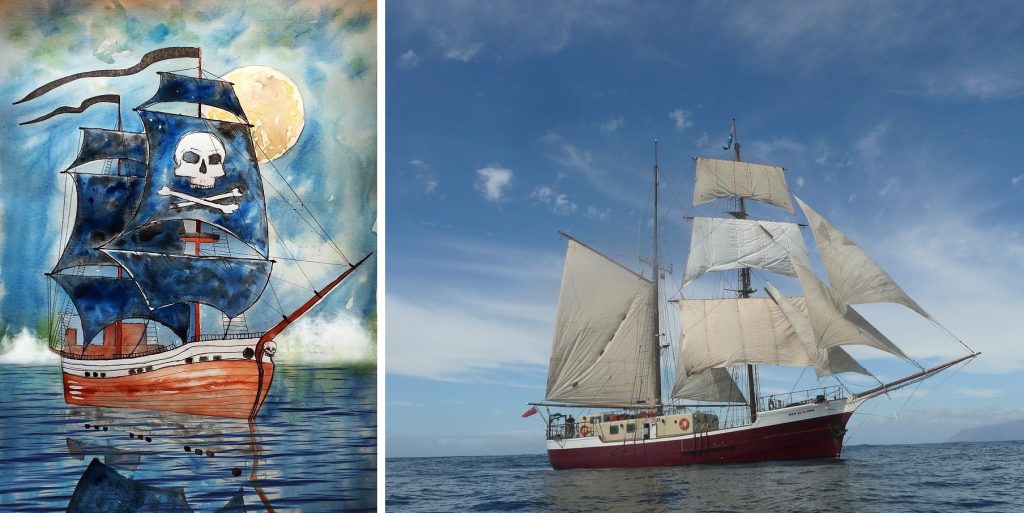 realistic pirate ship drawing and real pirate ship