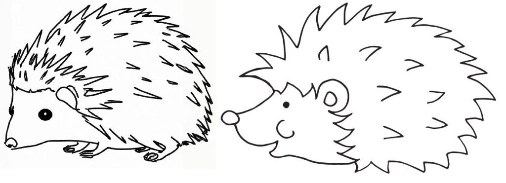 2 basic drawings of hedgehogs how to draw easy