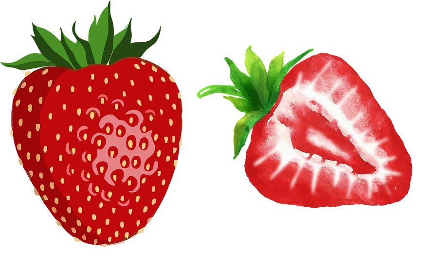 2 strawberries to reference if you are drawing a strawberry