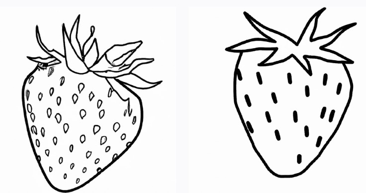 basic outline black and white drawing of strawberries