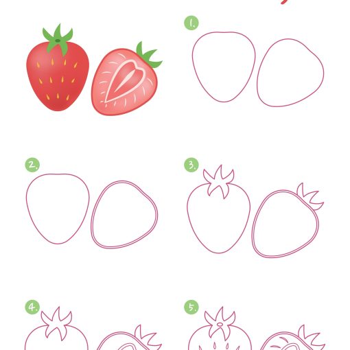 how to draw a strawberry step by step for kids