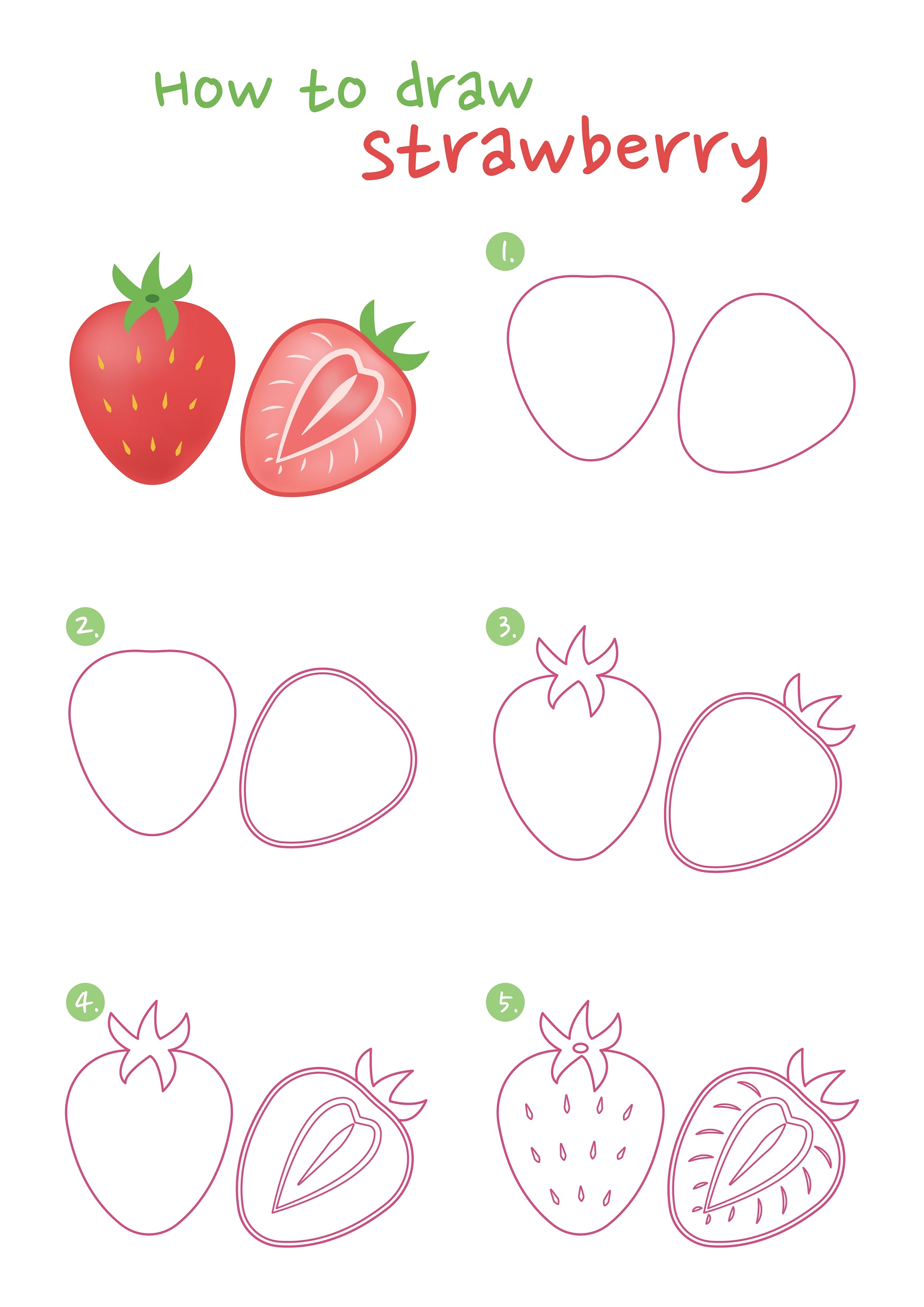 how to draw a strawberry step by step for kids