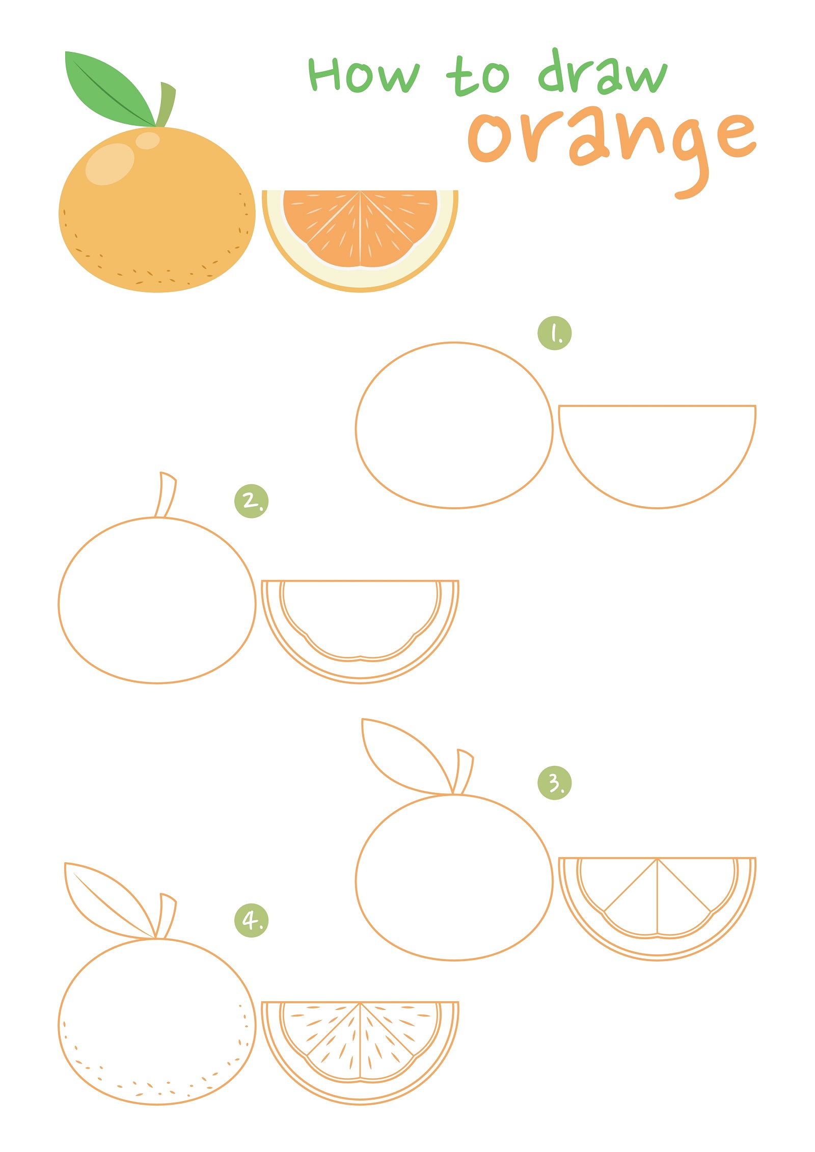 how to draw an orange