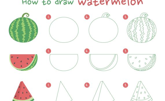 how to draw watermelon