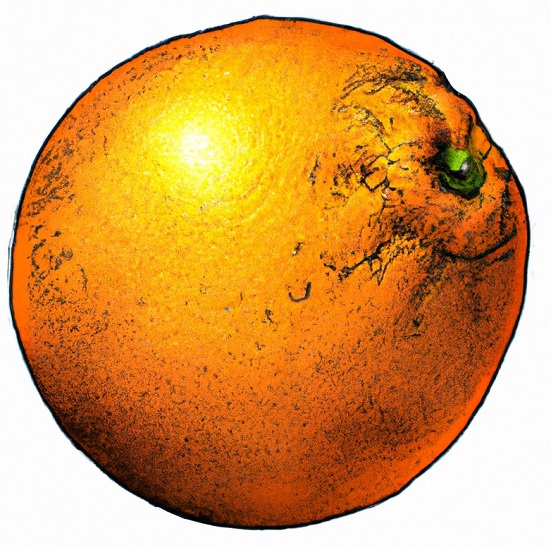 realistic detailed drawing of an orange for reference