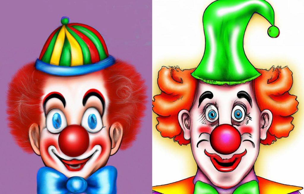 two detailed clown head drawings for reference