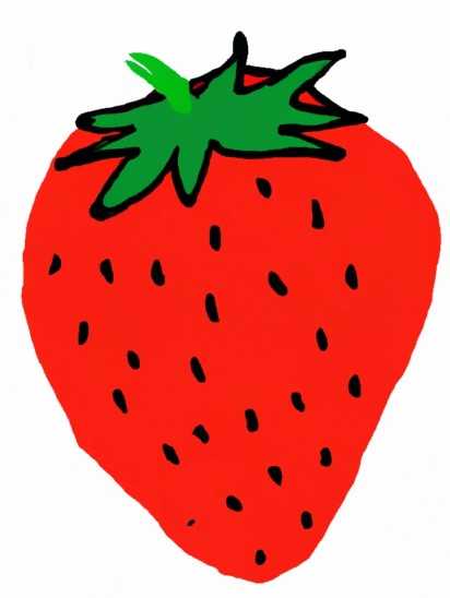 very basic kids drawing of a strawberry that children can follow