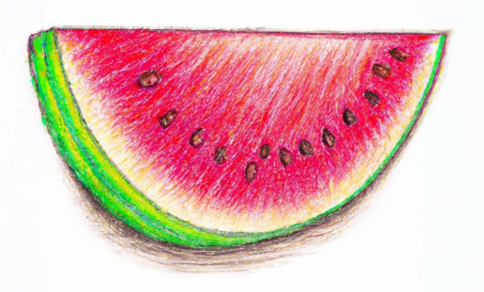 watermelon slice drawing to show people how to draw a watermelon slice