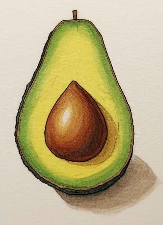 avocado drawing for reference