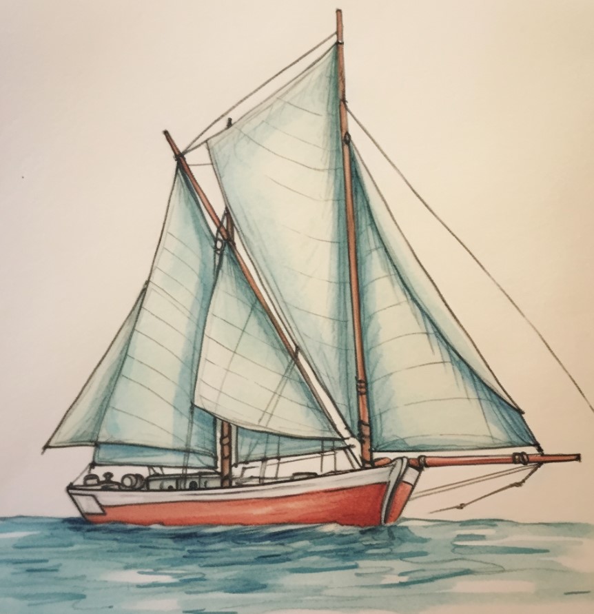 beautiful drawing of a sailboat to help follow a sailboat drawing tutorial