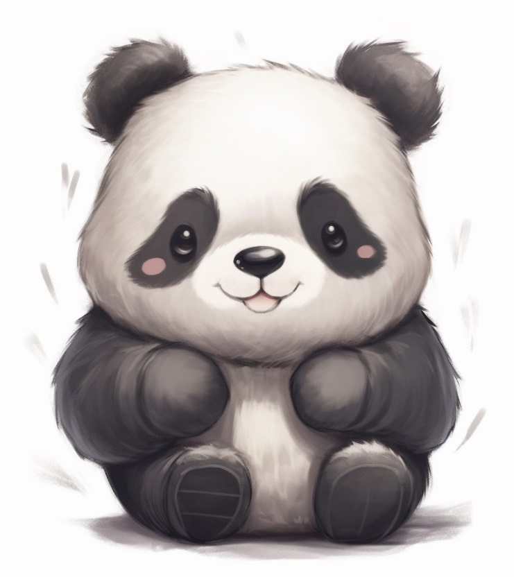 black and white kawaii panda drawing