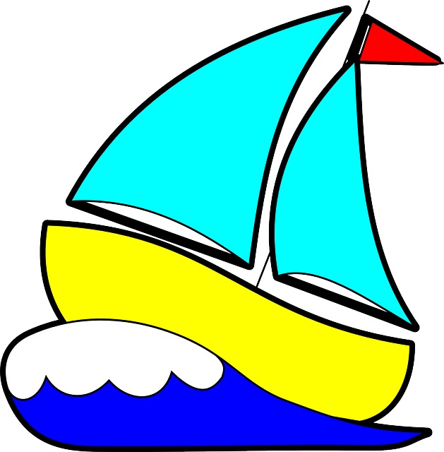 cartoon drawing of a sailboat for kids