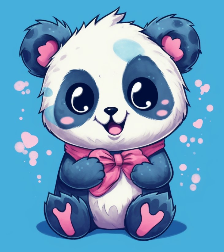 colorful cute drawing of a kawaii panda
