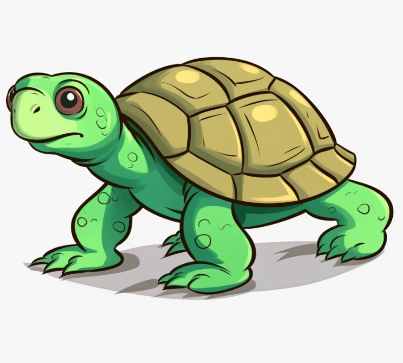 cute drawing of a cartoon turtle for kids that they can reference when drawing
