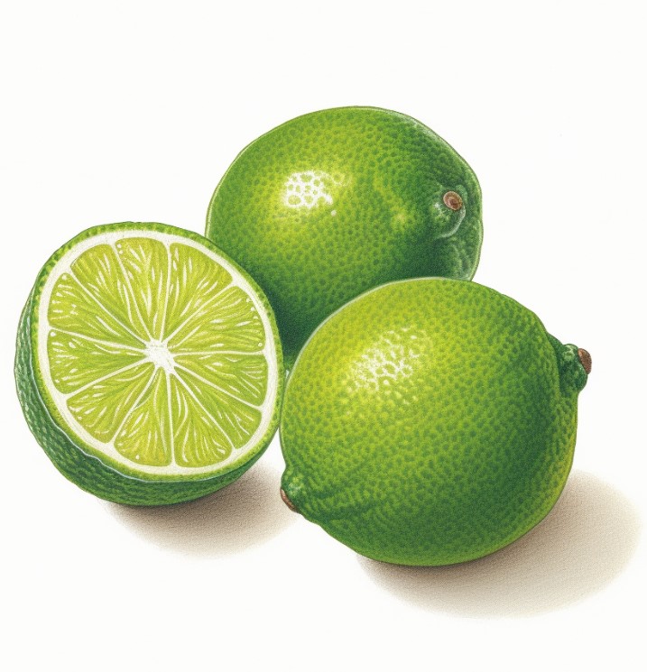 drawing of 2 limes and 1 lime sliced
