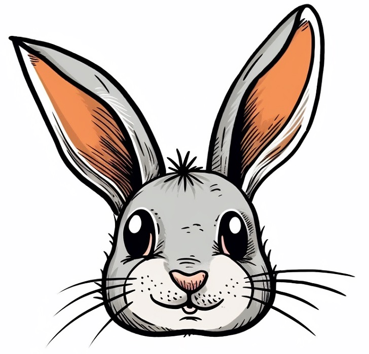drawing of a bunny head for kids to reference 2