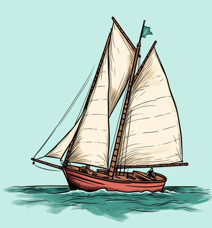 drawing of a sailboat to reference when you are learning how to draw a sailboat