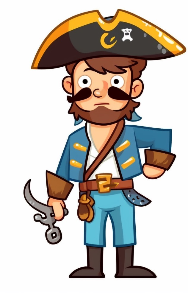 drawing of a simple basic cartoon pirate