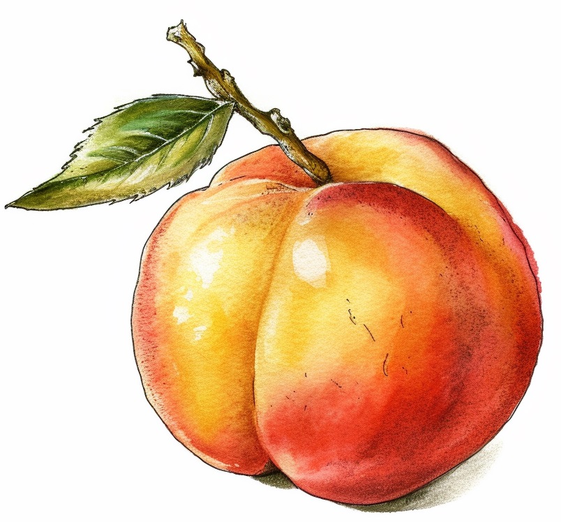 drawing of a whole peach
