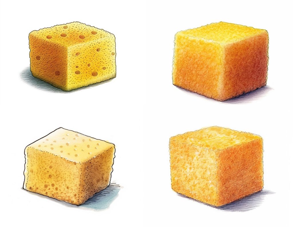drawings of 4 yellow sponges