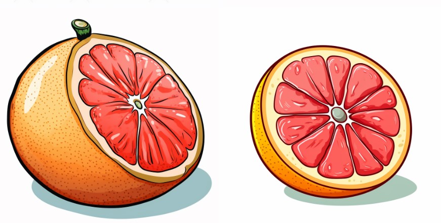 drawings of sliced grapefruits