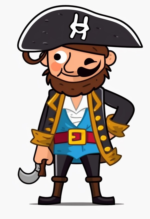 example pirate drawing for reference when learning how to draw a pirate