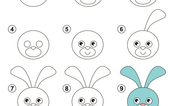 how to draw a bunny head
