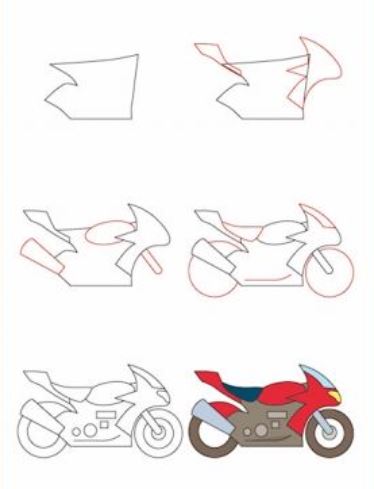 how to draw a cartoon motorcycle