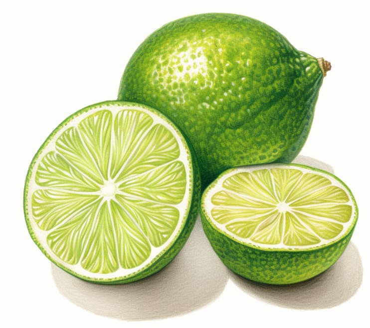 how to draw a lime and sliced lime in half