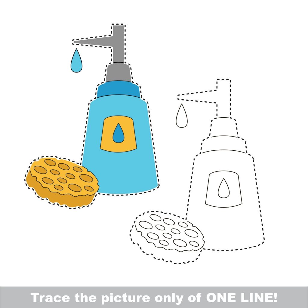 how to draw a sponge by tracing for kids with a soap dispenser