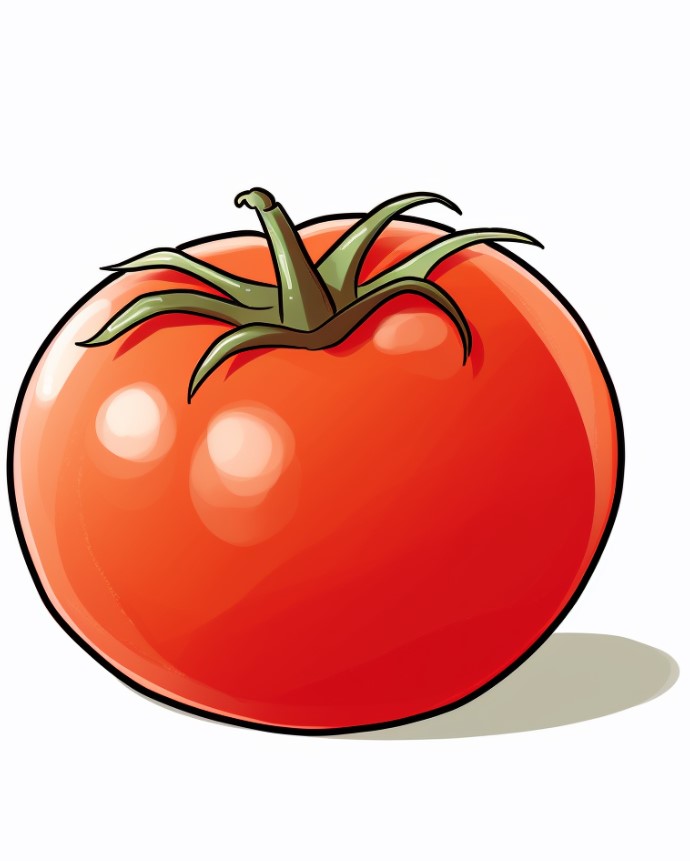 how to draw a tomato in a cartoon style