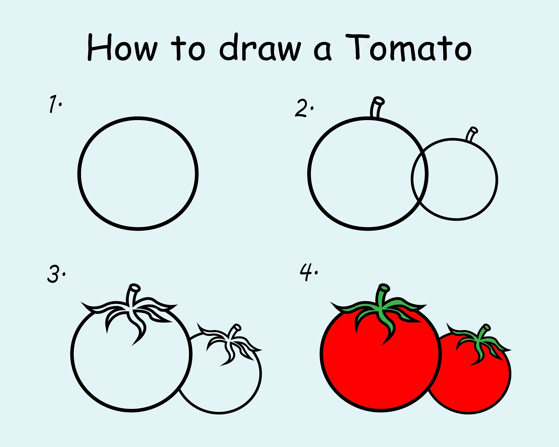 how to draw a tomato step by step