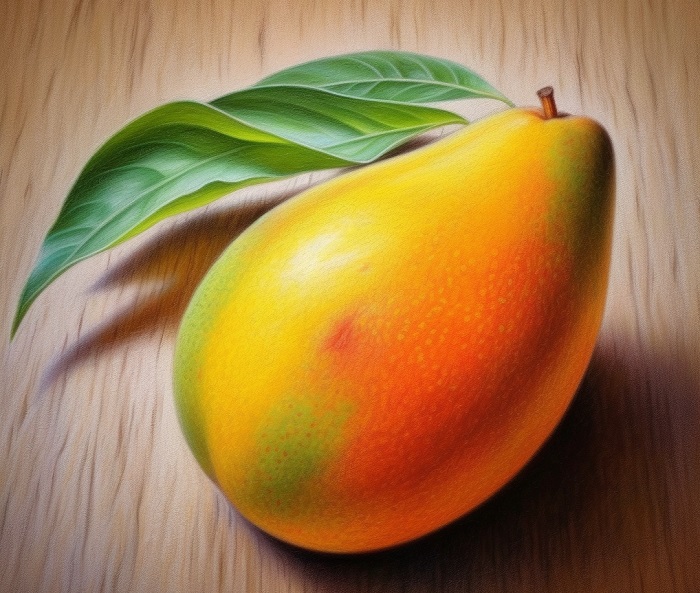 realistic drawing of a mango 1
