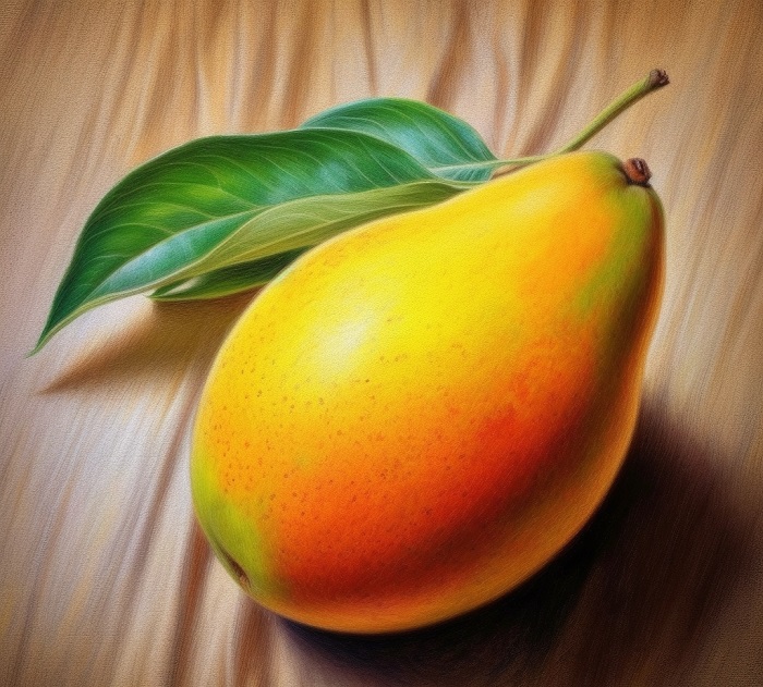realistic drawing of a mango 2 for reference