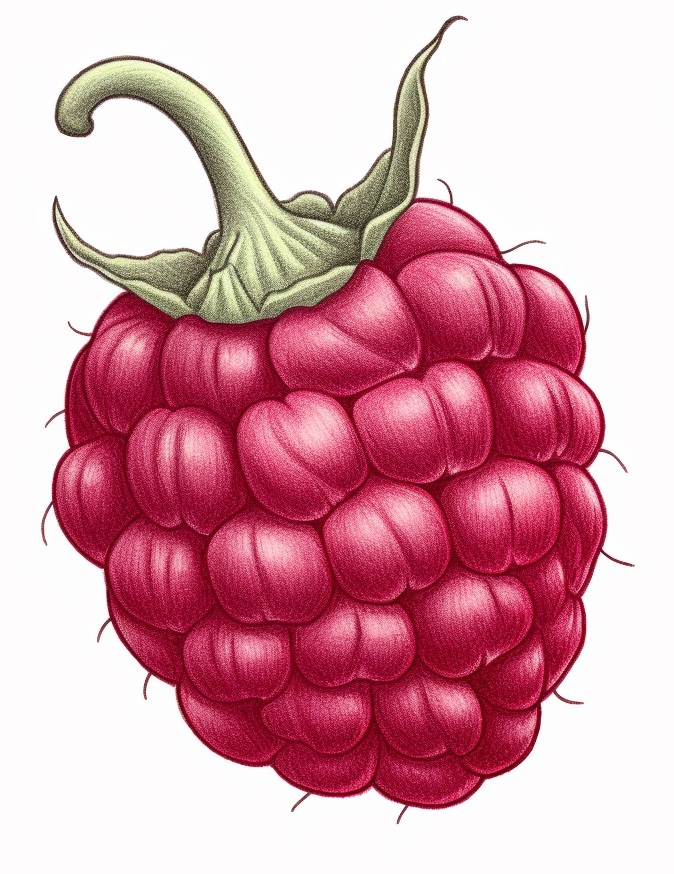 realistic drawing of a raspberry