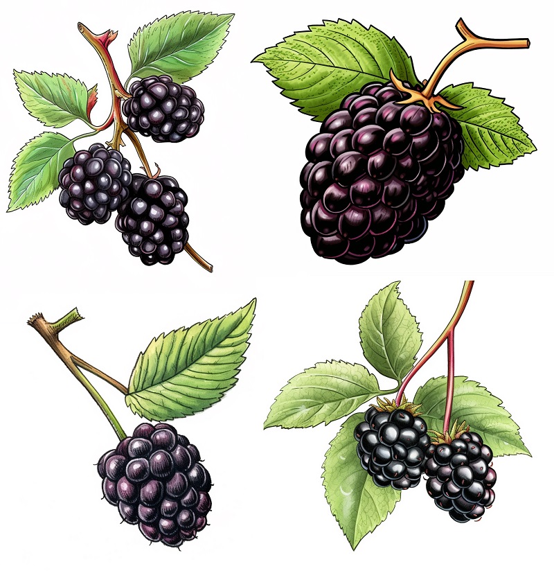 4 blackberry drawings