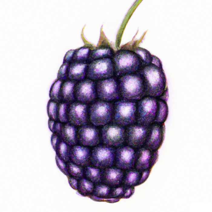drawing of a blackberry with color