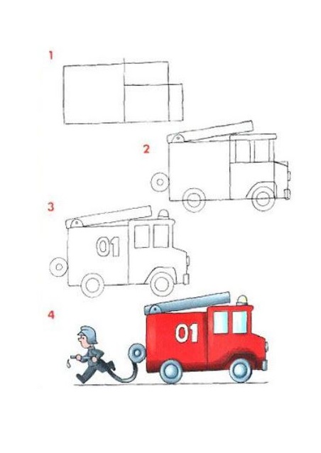 how to draw a fire truck easy