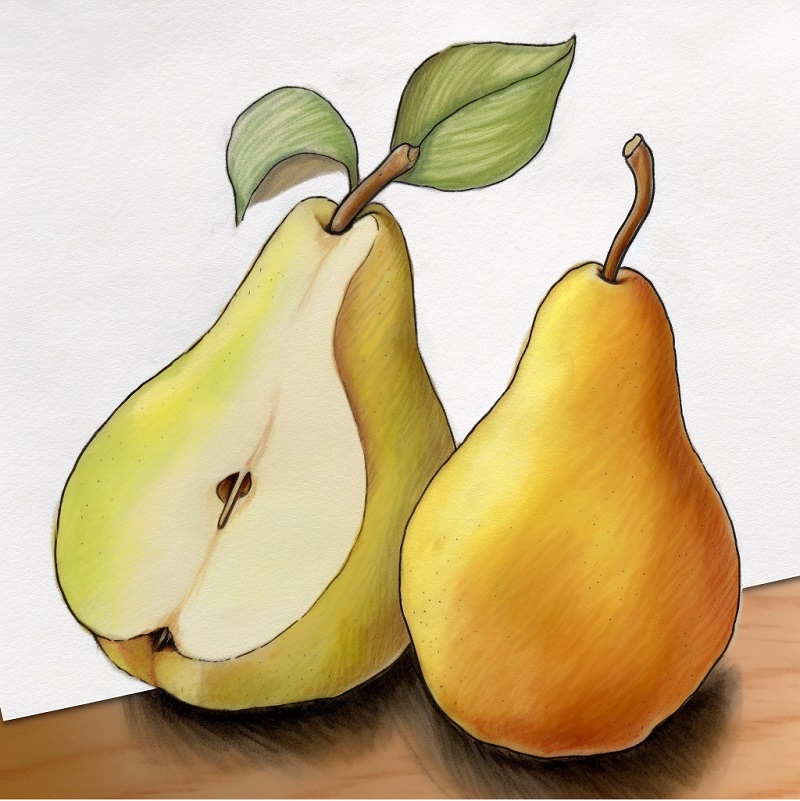 how to draw a pear easy 2